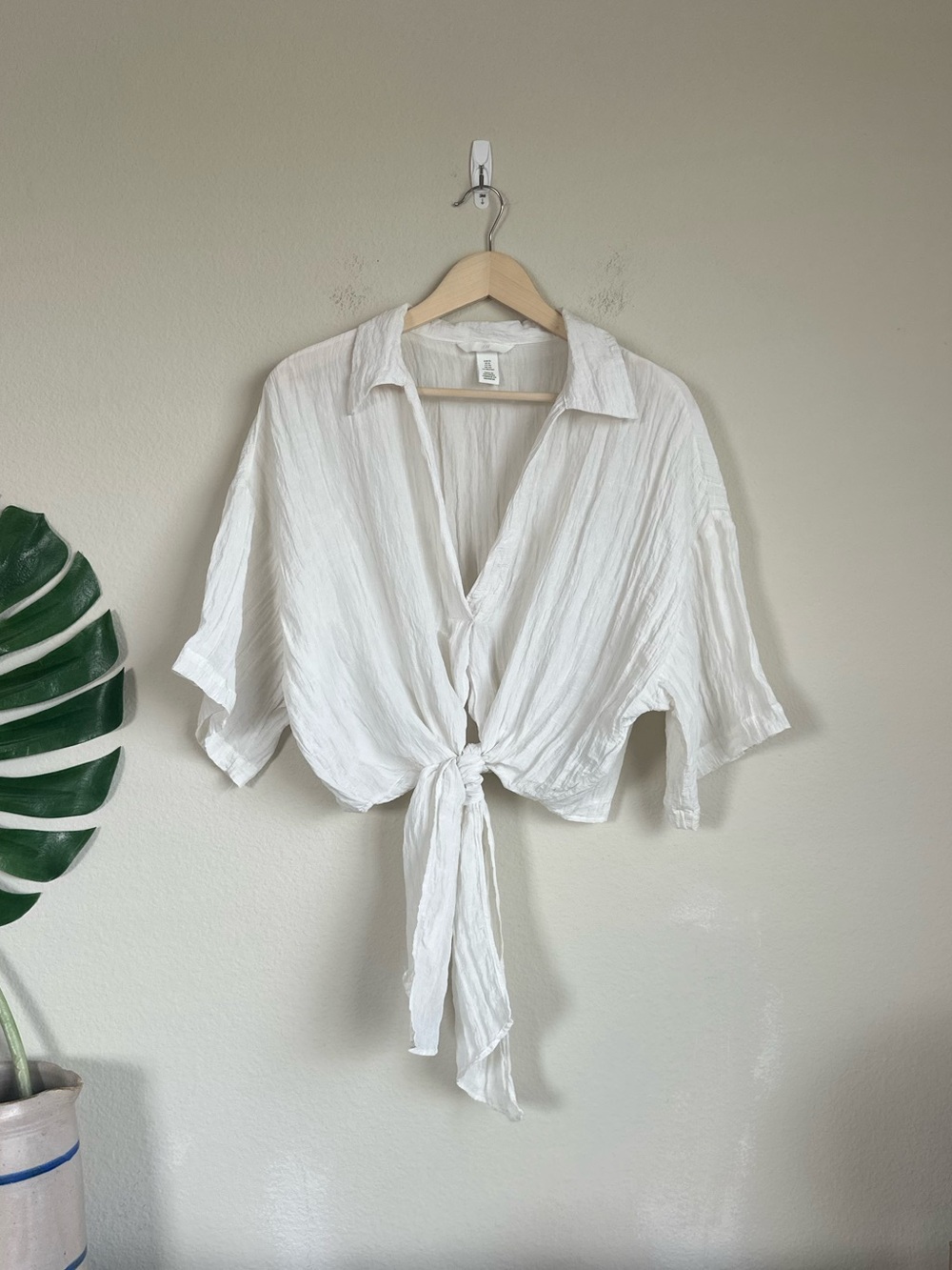 H&M Tie Front Collar Casual Top